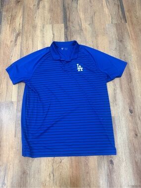 Men’s Royal Blue Striped Polo with LA Logo